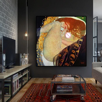 Gustav Klimt Danae Aliejaus Tapybai Reprodukcijai ant Drobės Meno Skandinavijos Plakatai ir Spausdina Cuadro Sienos Nuotrauka už Kambarį