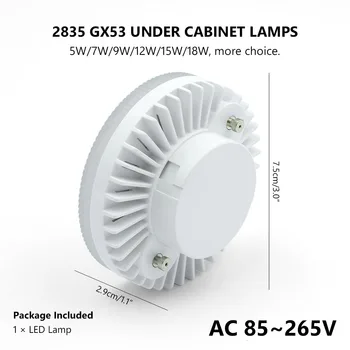 GX53 Led Lemputės Šviesos Pagal Kabineto Lemputės 5w 9w 7w 12w 15w 18w Spinta Šviesos AC 85-265V Šalta Šilta Balta Kambarį Miegamasis