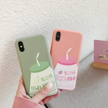 GYKZ Japonija Korėja Bananų Braškių Pieno Gėrimas, Telefono dėklas Skirtas iPhone XS MAX Pro 11 12 XR X 7 8 6 Plius Mielas Saldus, Minkštas Galinį Dangtelį