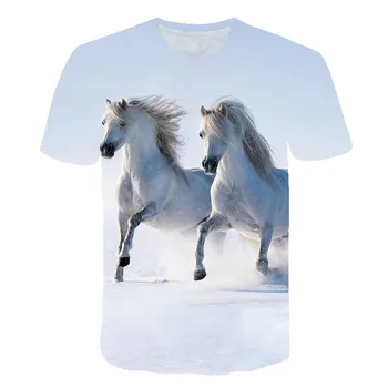 Gyvūnų Arklių 3D Spausdinimo Harajuku T-Shirt Vaikams, Kūdikių Mados Atsitiktinis trumpomis Rankovėmis Berniukams, Trišakiai Viršūnes Streetwear Vaiko marškinėliai Drabužių