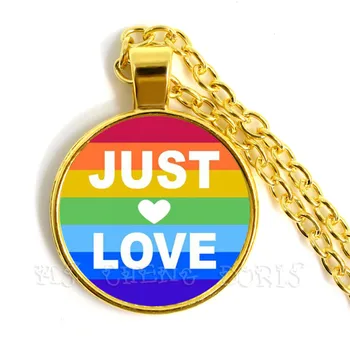 Gėjų Vaivorykštės Pakabukas Karoliai Lesbiečių LGBT 25mm Stiklo Kupolas Cabochon Aukso Padengtą Karoliai Moterims, Vyrams, Meilužio Dovana