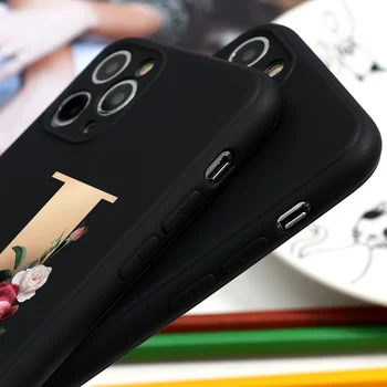 Gėlių Raštas Monograma A B C D Minkštos TPU Telefoną Atveju Huawei P40 Lite 30 P20 Pro Lite P Smart 2019 Padengti Minkštos Silikono Poroms