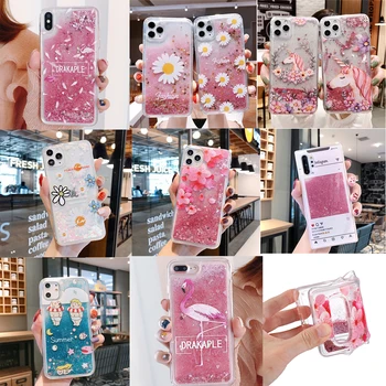 Gėlių Vienaragis Flamingo Blizgučiai Vanduo Skystis Telefoną Atveju Huawei Y5 Y6 Y7 Y9 PRO Prime 2017 2018 2019 Minkštos TPU Dangtis
