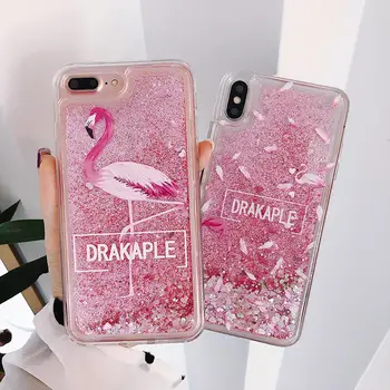 Gėlių Vienaragis Flamingo Blizgučiai Vanduo Skystis Telefoną Atveju Huawei Y5 Y6 Y7 Y9 PRO Prime 2017 2018 2019 Minkštos TPU Dangtis