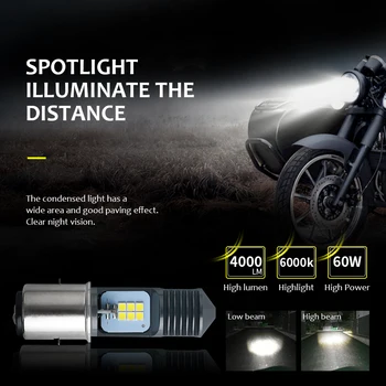 H4 BA20D P15D LED Motociklo priekinių Žibintų Lemputes 6000k Hi/lo Pluošto 3030 12SMD Moto LED Motorolerių, ATV Aksesuarai, Priešrūkinis žibintas Geltona balta