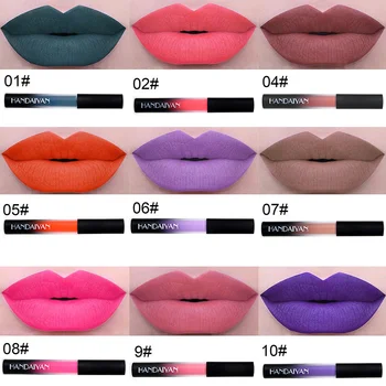HANDAIYAN Violetinė Žalia Ilgalaikis Lipgloss 12 Spalvų Lūpų Balzamas Lūpų Makiažas Kosmetikos lūpų dažų Matinis Skysti Lūpų dažai, Lūpų TSLM1