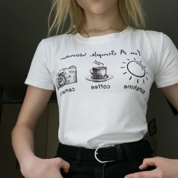 Harajuku mada Moterims marškinėliai Vasaros Atsitiktinis Trumpas Rankovės O Kaklo t-shirt Vaisių Spausdinti Ponios Baltos spalvos Marškinėlius Viršūnės