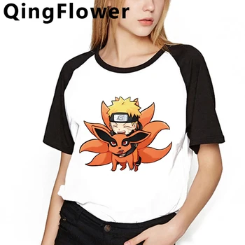 Harajuku Naruto Juokingas Animacinių filmų Marškinėliai Moterims Ullzang Japonų Anime Sasuke T-shirt Kietas Streetwear Marškinėlius Grafinis Viršuje Tees Moteris