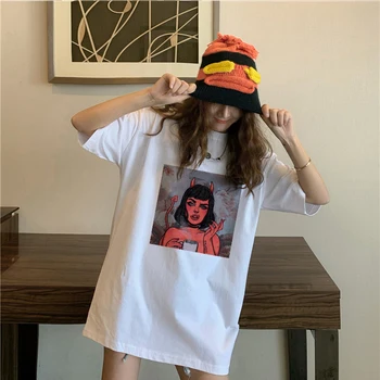 Harajuku T-Shirts Angelas sargas apsaugos Mane Nuo Mano Velnias Spausdinti Moterų Marškinėlius Vintage Marškinėliai Vasaros Moteris 