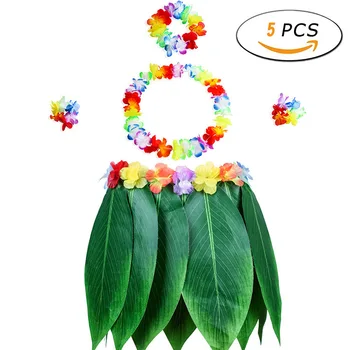 Havajų žolės sijonas Šalies supplie Šalis dekoro Modeliavimas lapų suaugusius vaikus, rodo kostiumas Paplūdimio Atostogų Šalis Suknelė Dekoras