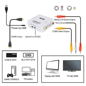 HDMI, AV Adapteris, Composite HD Video Converter Box HDMI, RCA AV/CVSB L/R Vaizdo 1080P HDMI2AV Parama NTSC PAL Produkcija