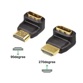 HDMI Jungtis Male HDMI Female Adapter 4K Konverteris Extender 270 90 Laipsnių stačiu Kampu HDTV PC HDMI Adapteris