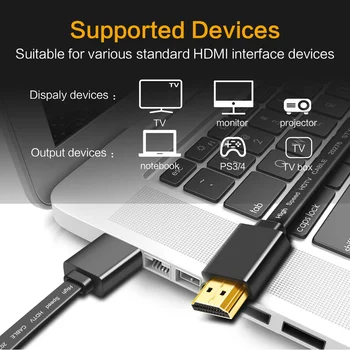HDMI Kabelis, HDMI į HDMI, paauksuoti HDMI Flat Kabelis, 1080P 3D Vaizdo Kabeliai, 0,3 m 0,5 M 1M 1,5 M HDMI Kabelis, HDTV PC, 