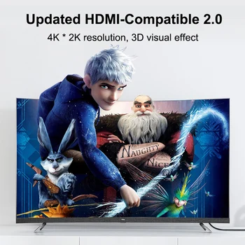 HDMI Suderinamus Kabelis 4K 1080p 2.0 1.4 Aux Kabelis PS4 