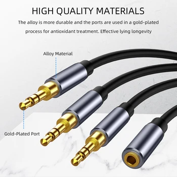 Headphone Splitter Audio Laidas 3.5 mm Female 3 Male Jack 3.5 mm Splitter Adapteris Aux Kabelis, skirtas 