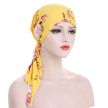 Helisopus Naujas Musulmonų Moterims Minkštas Turbaną Skrybėlę Iš Anksto Susieta Galvos Skara Spausdinti Ladiess Medvilnės Chemo Dangtelis Vidinis Hijabs Plaukų Aksesuarai