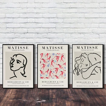 Henri Matisse Abstrakti Tapyba Minimalistinio Iliustracija Sienos Menas Drobė Spausdina Derliaus Plakatas Smėlio spalvos Sienos Nuotrauka už Kambarį