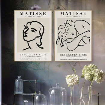 Henri Matisse Abstrakti Tapyba Minimalistinio Iliustracija Sienos Menas Drobė Spausdina Derliaus Plakatas Smėlio spalvos Sienos Nuotrauka už Kambarį