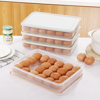 Higieniškai 24 Tinklų Kiaušinių Dėžutės Šaldytuvas Išsaugojimo Kiaušinių Laikymo Dėžutė Nešiojamų Plastikinių Kiaušinių Dėžutė Su Dangčiu Virtuvės Įrankiai