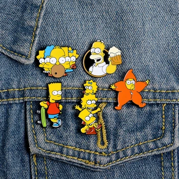 Homeras Bartas Liza Emalio Pin Užsakymą TV serialas Sagės Maišą Drabužių Atvartas Smeigtukai Juokingas Animacinis Komiksų Ženklelis Papuošalai Dovana Gerbėjams