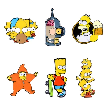 Homeras Bartas Liza Emalio Pin Užsakymą TV serialas Sagės Maišą Drabužių Atvartas Smeigtukai Juokingas Animacinis Komiksų Ženklelis Papuošalai Dovana Gerbėjams