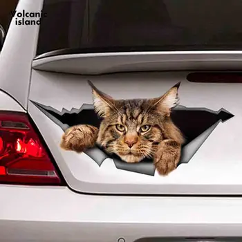 HotMeiNi13cm x 6.1 cm Meino Meškėnų Automobilių Lipdukas Suplėšyti Metalo Lipdukas Atspindintis Lipdukas 3D Juokinga Big Cat Lipdukas Automobilio Stilius Vandeniui
