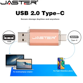 Hotsale JASTER OTG USB Flash Drive blue Usb 2.0 juodas Parkeris Diskas 128GB C Tipo Mikro raudona Usb atmintinė 16GB 32GB 64GB Pendrive