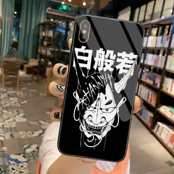 HPCHCJHM Japonų samurajus oni kaukė Telefono dėklas, Padengti Grūdinto Stiklo iPhone 11 Pro XR XS MAX 8 X 7 6S 6 Plus SE 2020 atveju