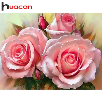 Huacan kvadratiniu Diamond Tapybos Gėlių Rinkinys 5D 