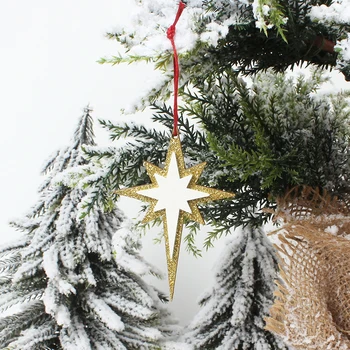 HUADODO 6Pcs Medinių Kalėdų Žvaigždė Papuošalai Kalėdų Eglutės papuošalus Šalis Naujųjų Metų vaikams dovanų