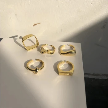 HUANZHI 2020 Aukso Spalvos Metalo Netaisyklingos Geometrinės Blizgus Pearl Atidaryti Piršto Žiedą, Minimalistinio Moterų, Mergaičių, Šaliai, Papuošalai, Dovanos