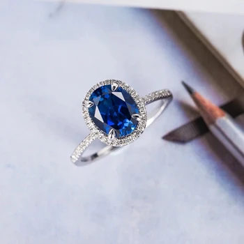 Huitan 2018 Klasikinio Ovalo formos Dizainas Su Tamsiai Mėlyna AAA Kubinis Cirkonis Nutiesti Nustatymas Vestuvių, Sužadėtuvių Žiedai, skirta Moterims ir Draugei