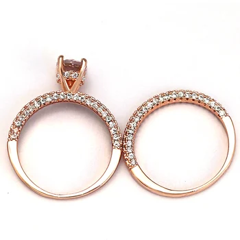 Huitan Madinga Solitaire Ovalo Formos Kristalų Akmens Piršto Žiedai, Skirta Moterims Su Mikro Asfaltuotas Romantiška Rožinė Aukso Vestuvinis Moterų Žiedai