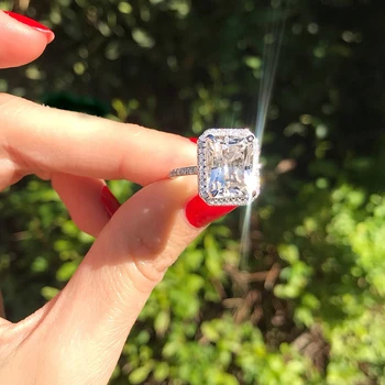 Huitan Spalvingas Nuotakos Vestuvių Žiedai Kristalų Aikštėje AAA Kubinis Cirkonis Elegantiškas Priedai Aukštos Kokybės Pareiškimą Žiedas Moterims
