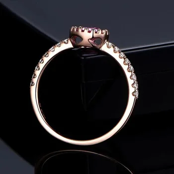 Huitan Subtilus Sužadėtuvių Žiedas Moterims Rose Aukso Spalvos, su Rožinės spalvos Ovalo formos Akmuo Paprastas Dizainas Apakinti CZ Mados Žiedai, Papuošalai