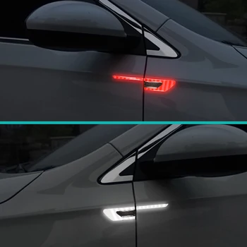 HYZHAUTO 2vnt Automobilių Lapų Valdybos Atspindintis Lipdukas 3D Anglies Pluošto, Sunkvežimių, Auto Motociklo Atspindinčios Juostos Įspėjimo Anti-Scratch