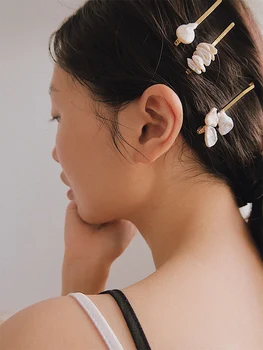HZ 2019 Elegantiškas Baroko Gėlo vandens Perlai Korėja Naujų Plaukų Segtukas, Plaukų Danga Barrettes Staigius Plaukų Aksesuarai Moterims Atostogų