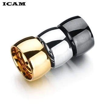 ICAM 12mm Jokio blukimo 24k Klasikinis Užsiimti Vestuviniai žiedai 1.2 CM Geltonos Aukso Žiedas užpildyti 316L Titano plieno žiedai vyrams ir moterims