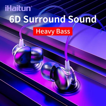 IHaitun 6D In-Ear Ausinės Bass Garso Sporto, Ausines, iPhone, 