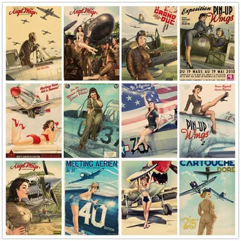 II pasaulinio Karo Orlaivių ir Grožio mergina, Plakatas Dekoratyvinis 