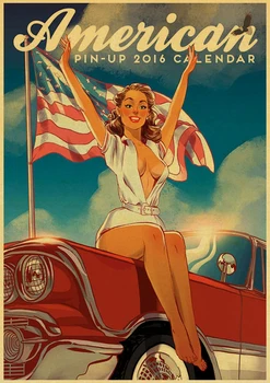 II pasaulinio Karo Seksualus pin up Girl Plakatas Karinės Baras, Kavinė Namų sienų Dekoras Retro Kraft Popieriaus, sienos Plakatas