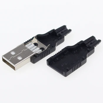 IMC karšto Naujas (5vnt Vyras+5vnt Moterų) USB 4 Polių Kištukinis Sujungiklis Su Juodo Plastiko Dangtis