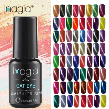 Inagla 8ML Cat Eye ilgalaikį Gelio Nagų Dailės Magnetinio Mirkti Off LED UV Gelis Nagų lakas Magnetic 58 Spalvos Gelio Laku Gelpolish