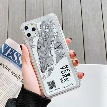 Ins Kelionės Šalies Eskizas Išskirtinis Miesto Žemėlapį telefono dėklas Skirtas Apple iphone 11 Pro X XS Max Xr 8 7 6 6s Plius Aišku, minkštas galinį Dangtelį