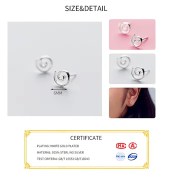 INZATT 925 Sterlingas Sidabro Minimalistinė Geometrinių Spiralės Stud Auskarai Moterų Mados Fine Jewelry Vyrų Priedai 2019 Dovana