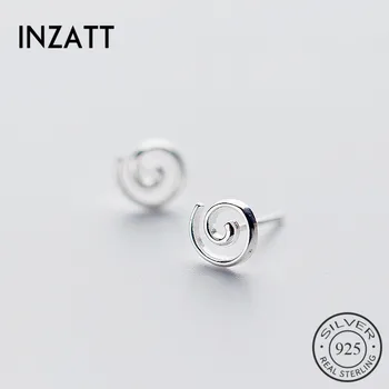 INZATT 925 Sterlingas Sidabro Minimalistinė Geometrinių Spiralės Stud Auskarai Moterų Mados Fine Jewelry Vyrų Priedai 2019 Dovana