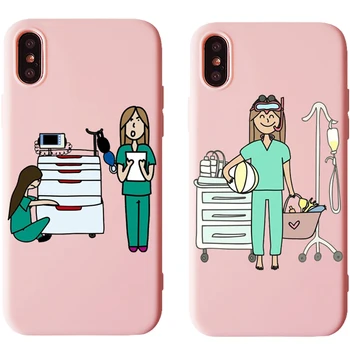 Ispanija Animacinių filmų Medicinos Gydytojas, Slaugytoja mados Minkšto silikono TPU Case For iPhone 11 11Pro XS Max 8 X 7 6 6S Plius 5 5S SE XR Atveju