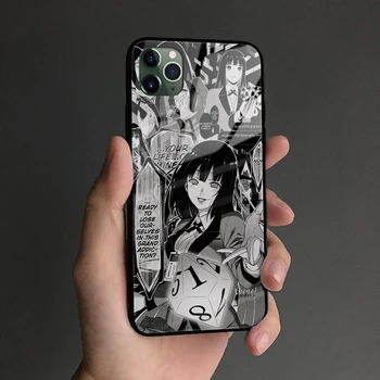 Jabami Yumeko Kakegurui Anime minkšto silikono Grūdintas stiklas Telefono dėklas apima, 