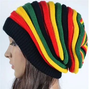 Jamaikos Reggae Gorro Rasta Stiliaus Cappello Hip Pop vyriškos Žieminės Kepurės Moterų Raudona Geltona Žalia Juoda Rudenį Mados Moterų Megzti Dangtelis