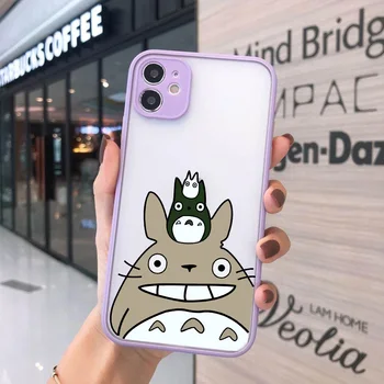 JAMULAR Animacinių filmų Anime Laimingas Totoro Telefono dėklas Skirtas iPhone 12 Pro 11 XS MAX X 7 XR SE2020 8 6Plus Sunku Silikono Padengti Matiniu Fundas